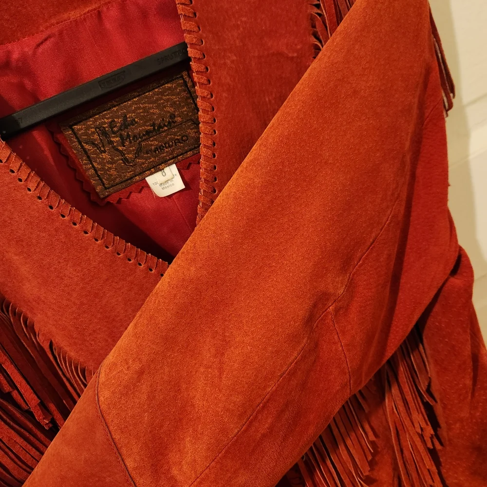 Echo Mountain by Arturo Suede Fringe Jacket - Rust - Made In Mexico - Vintage - Picture 6 of 12